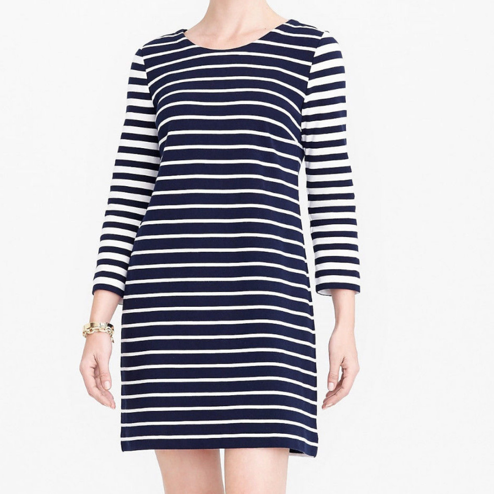 J CREW Striped Maritime Dress S 4/6 NWT Navy